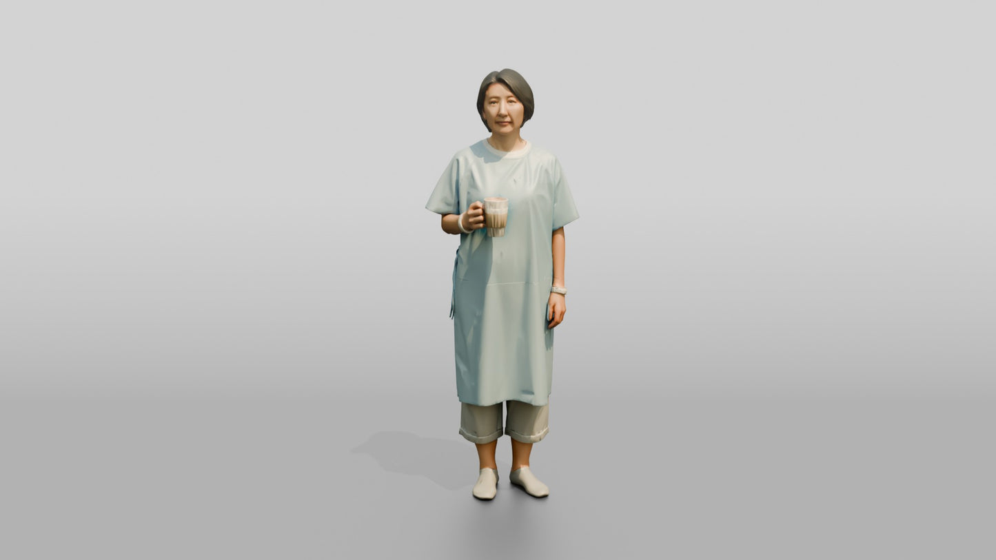 Elderly Woman Patient Holding a Coffee Cup