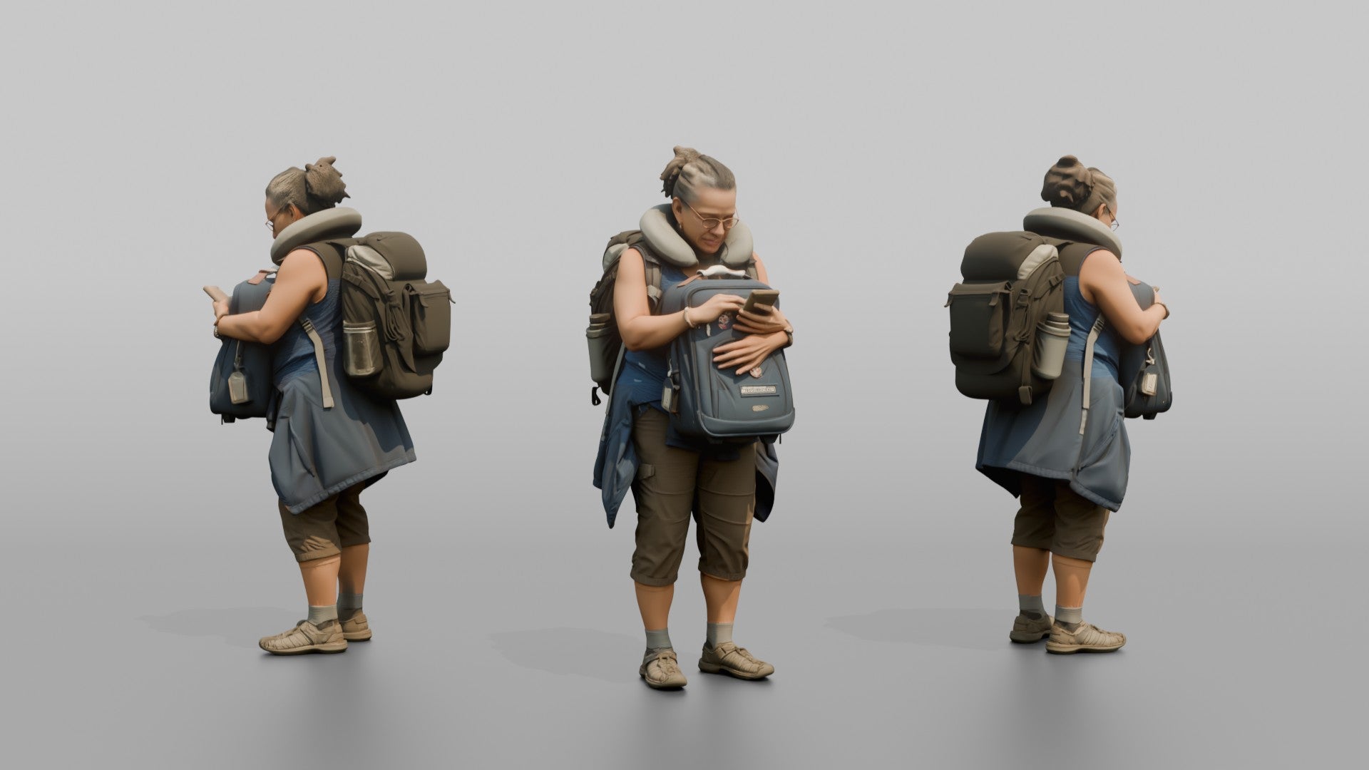 Traveler Hugging Her Carry-On Bag