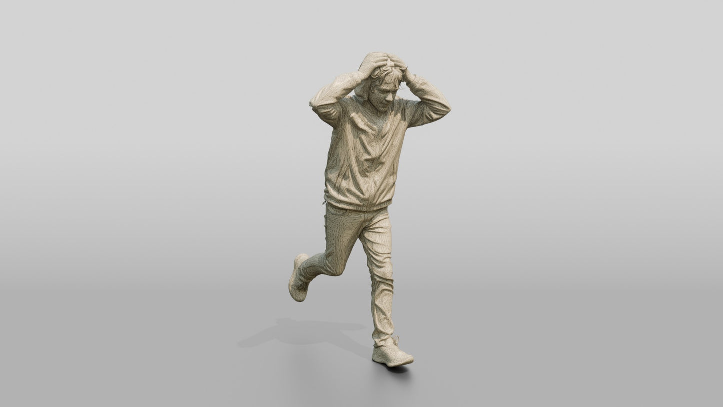 White Teen Boy Running in Windbreaker