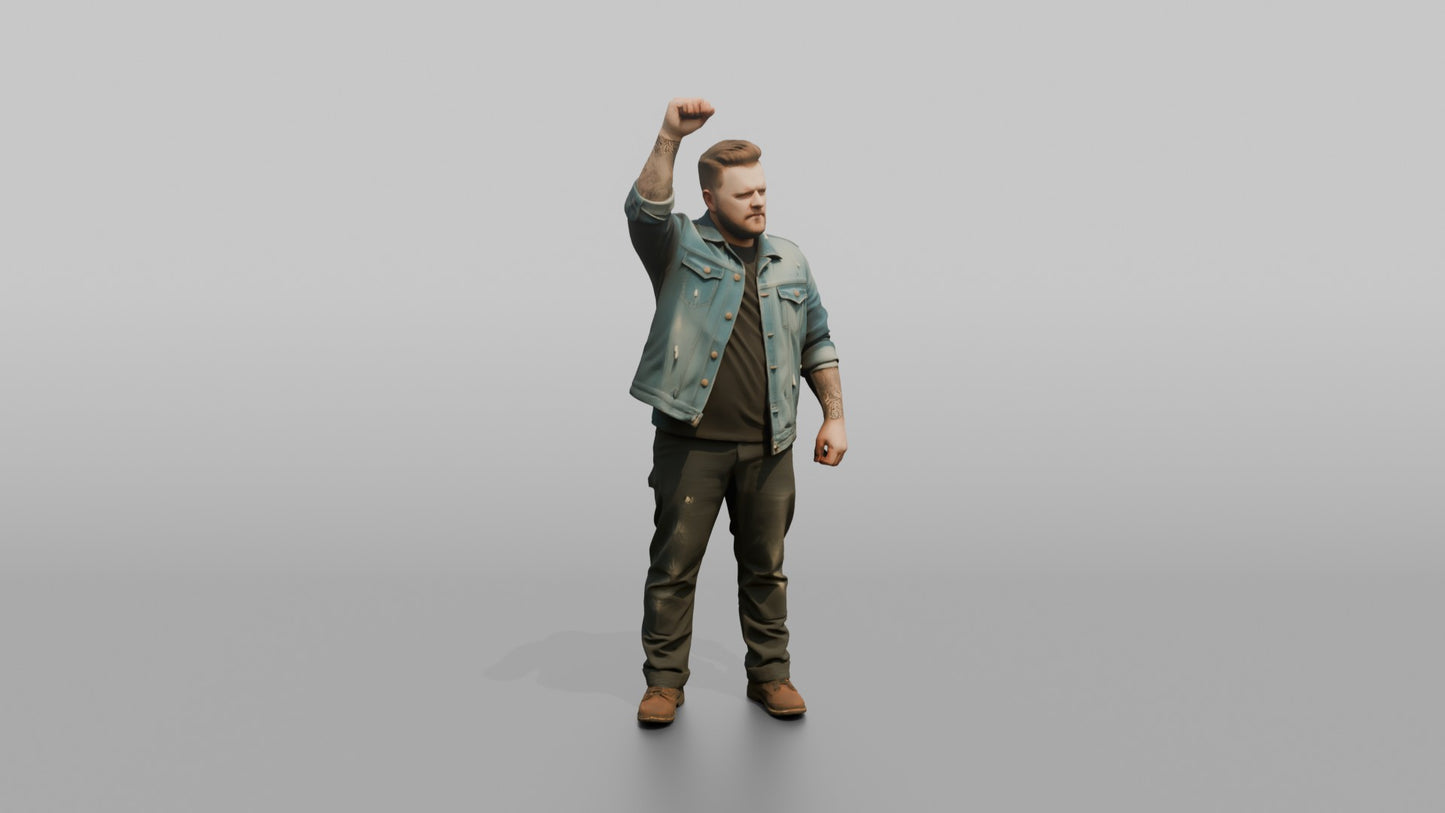 Protester Man Raising a Fist in the Air