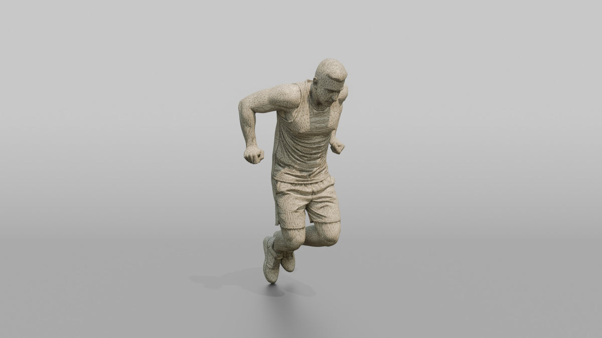 Bodyweight Athlete Man Mid-rep Of A Tricep Dip - wireframe topology preview