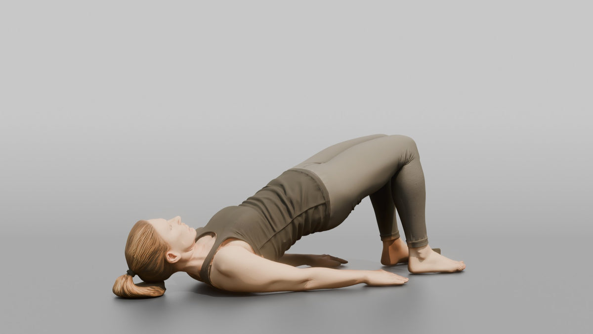 Bodyweight Athlete Woman At The Top Of A Glute Bridge - 3D character model