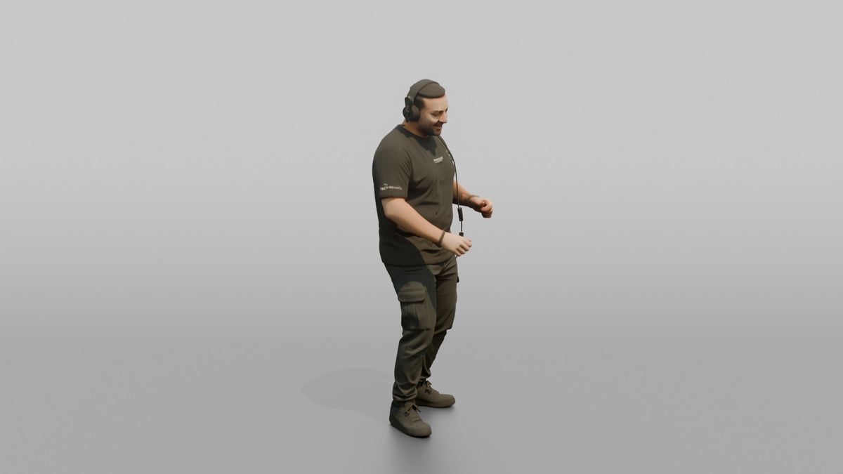 Club DJ Man Nodding To The Beat, Headphones On - 3D character model, view 2