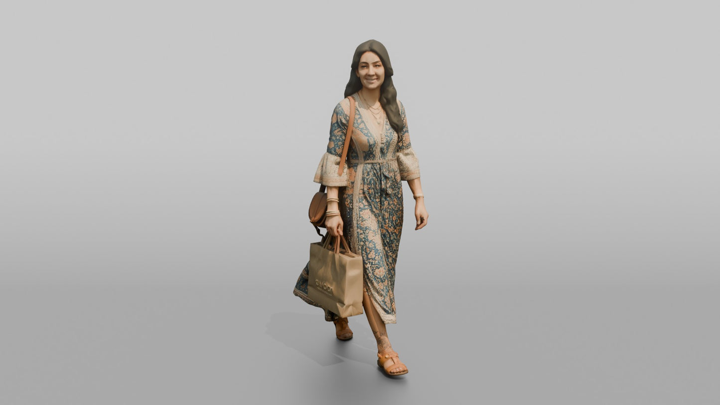 Vacationer Wearing Bohemian Printed Maxi Dress