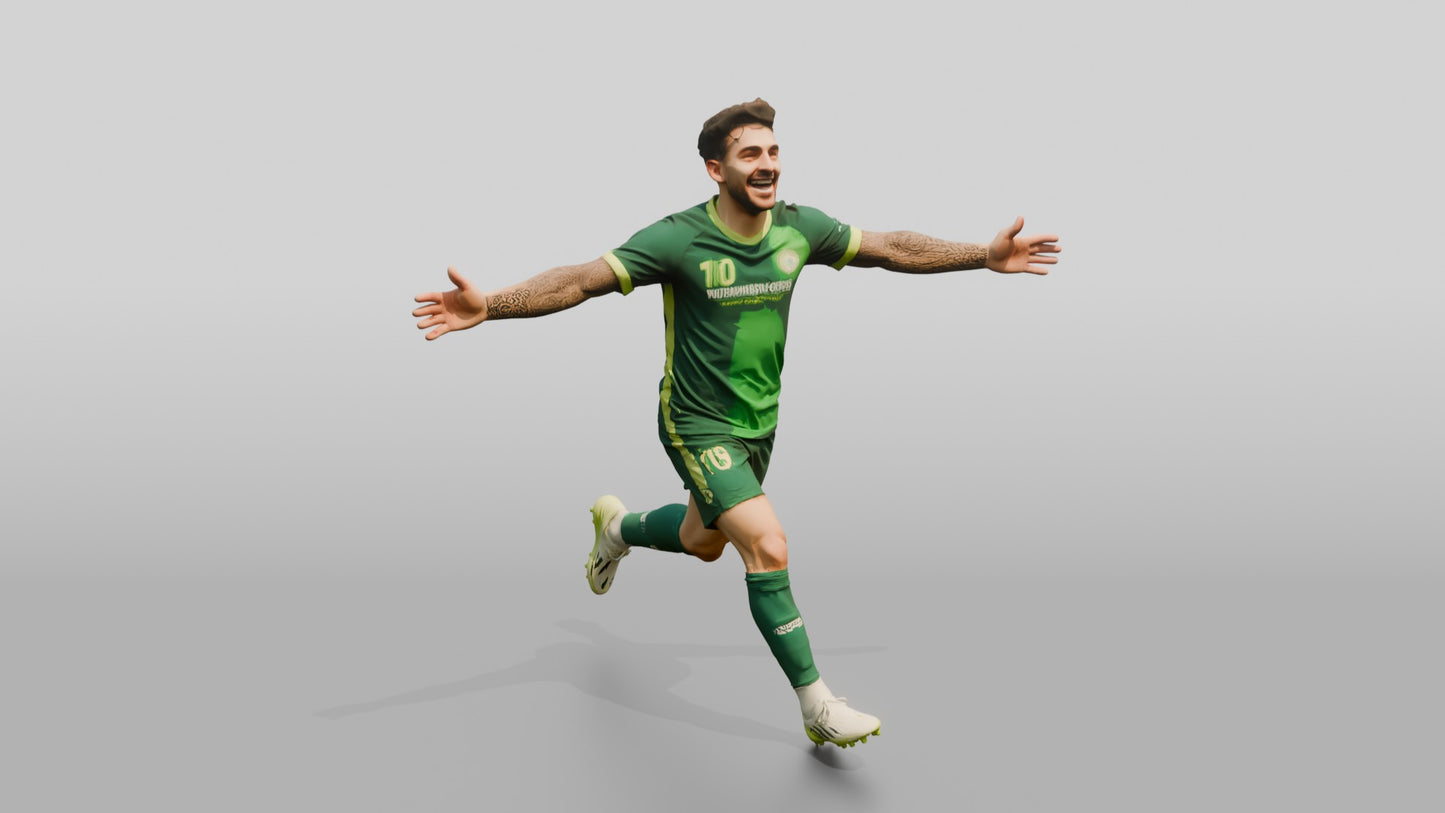 Soccer Player Running with Open Arms