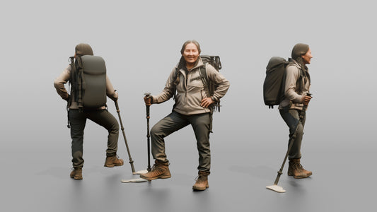 Trekker Standing with One Foot on a Ledge - 3D character model