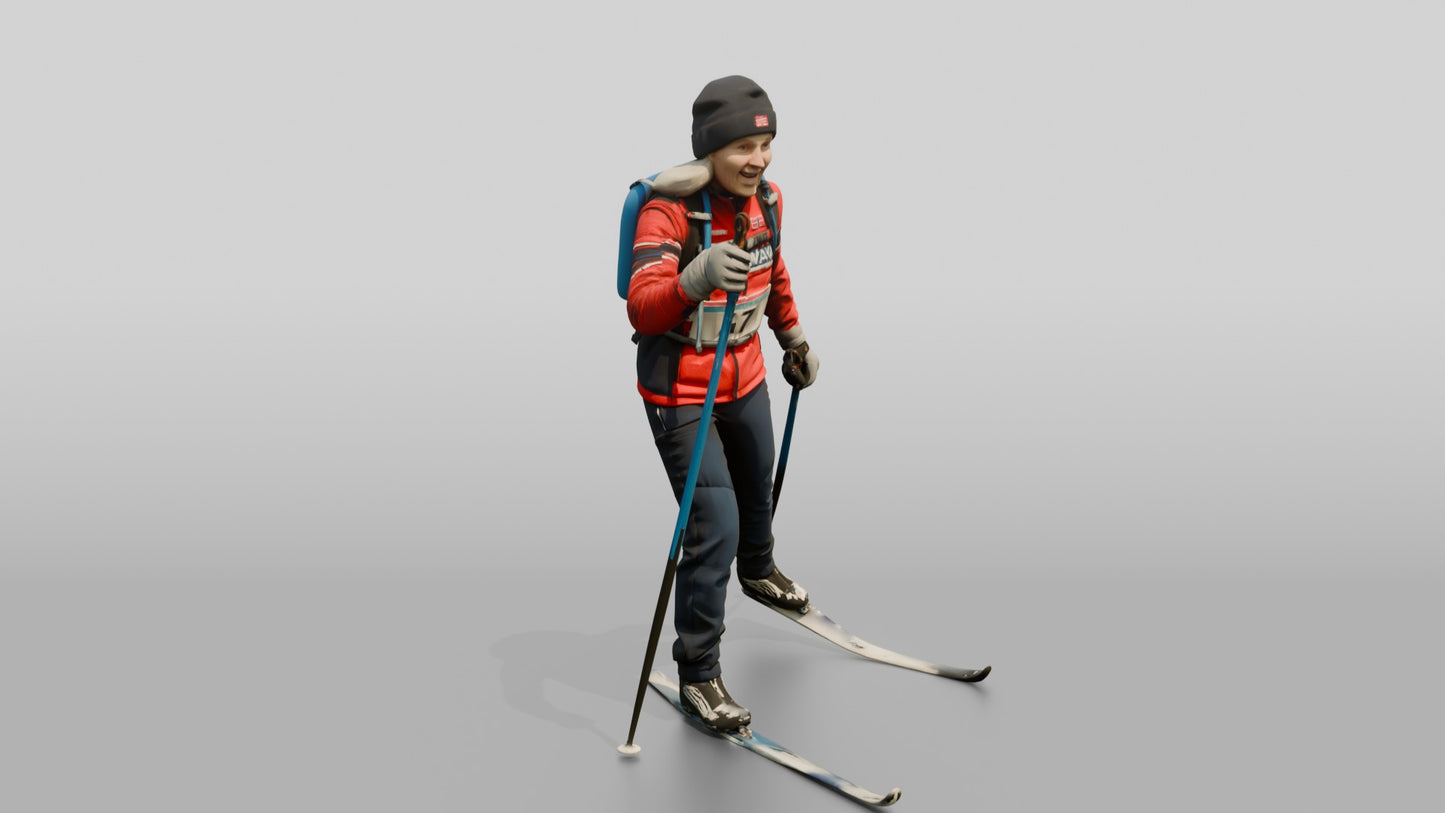 Elderly Norwegian Woman Cross-Country Skiing