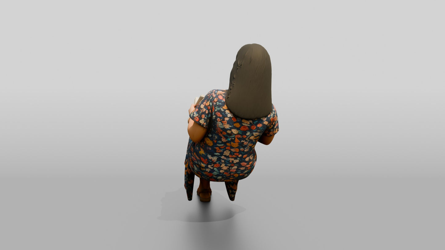 Plus-Size Portuguese Woman Sitting with a Notebook