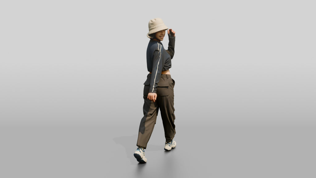 Woman Mid-Spin Glancing Over Shoulder
