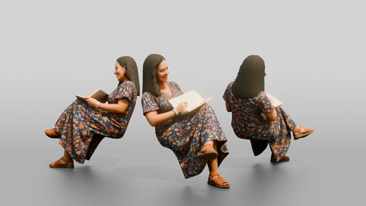 Plus-Size Portuguese Woman Sitting with a Notebook