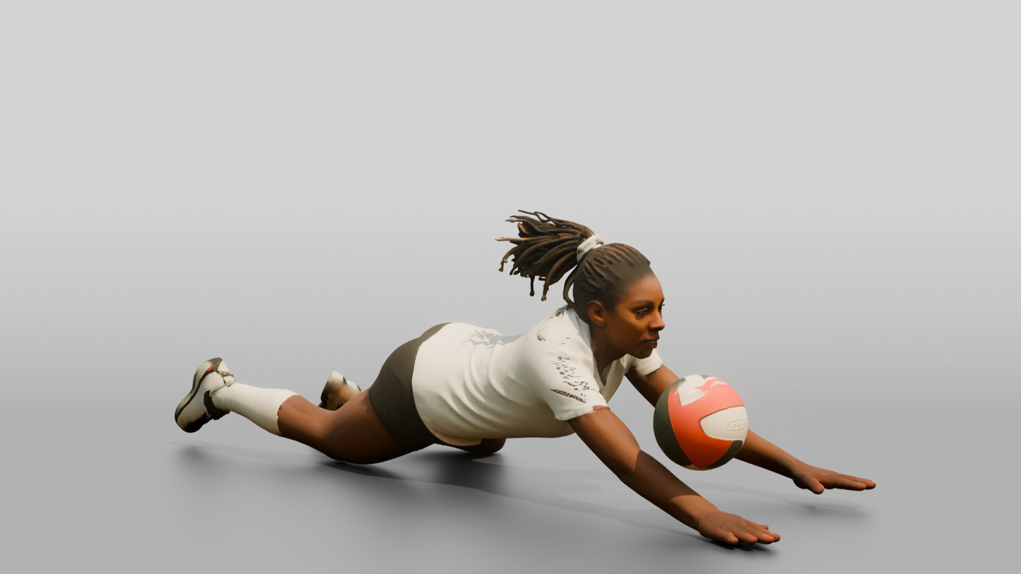 Black Female Volleyball Player in Solid White Jersey