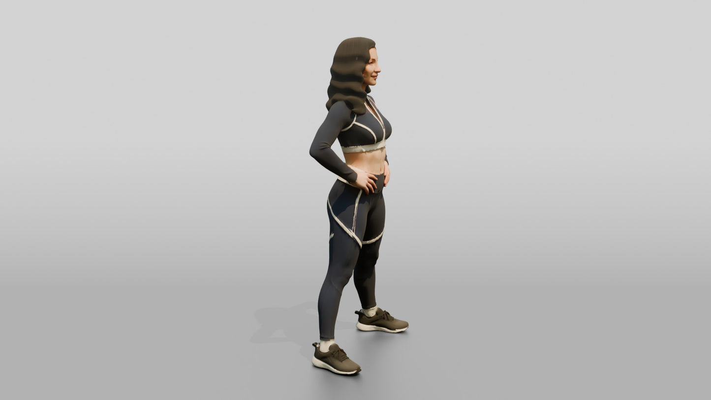 Woman in Black Long-Sleeve Activewear Wide Stance