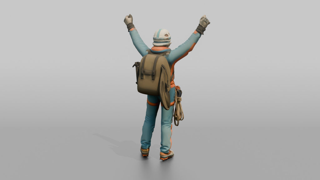 Mountaineer Raising Her Arms in Victory