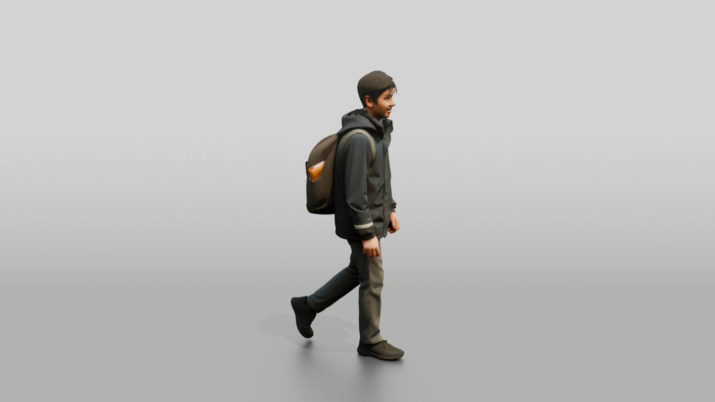 Indian Teen Boy Walking Home from School
