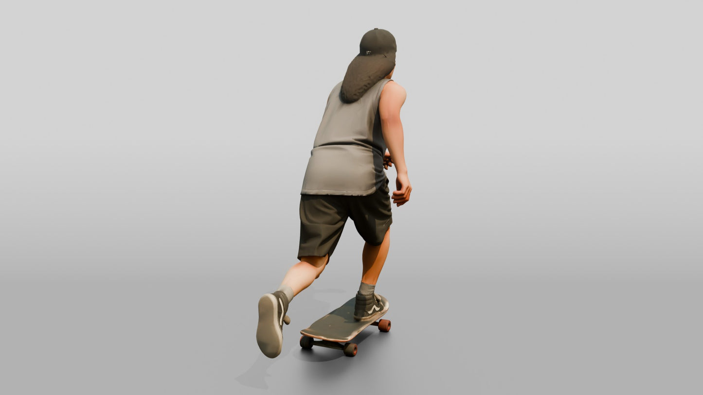 Latina Woman Skating Down the Boardwalk