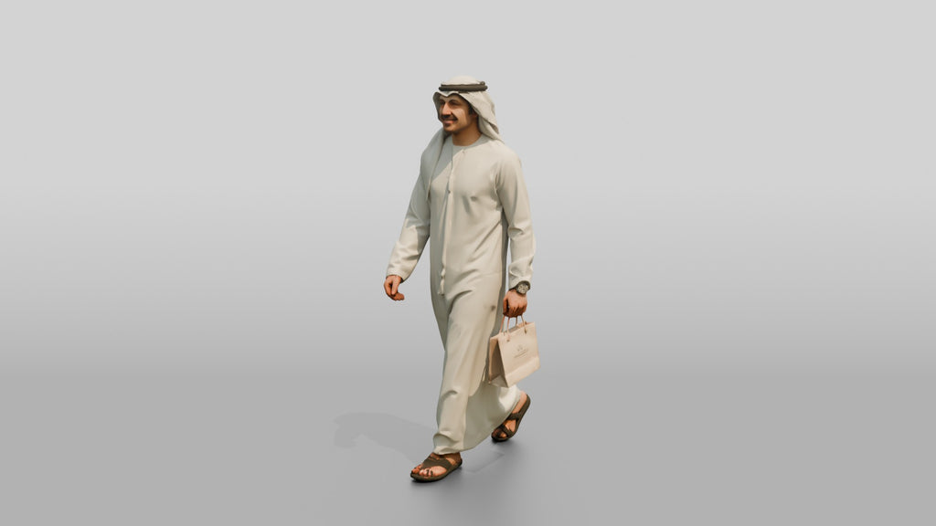 Young Emirati Man in White Kandura Shopping