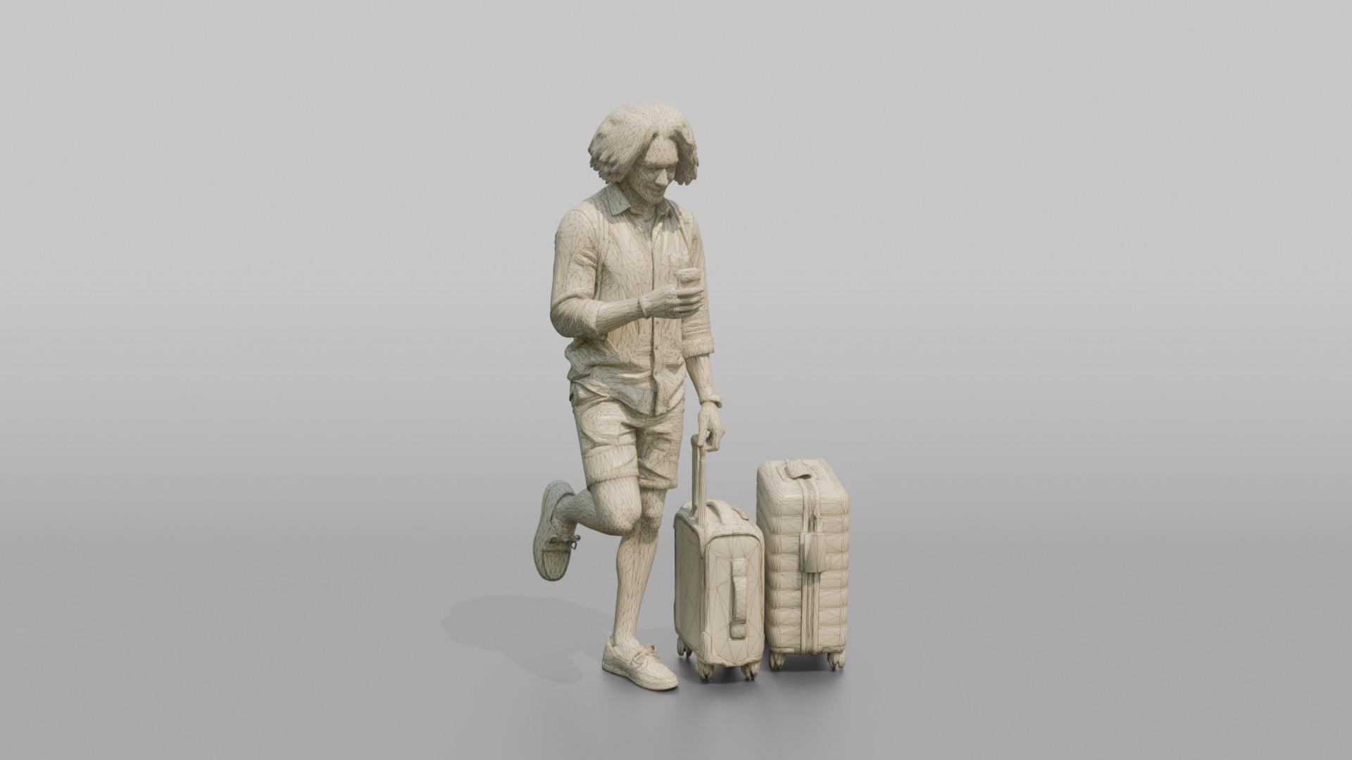 Traveler Leaning Against A Pillar