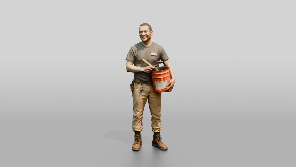 Mechanic Holding a Grease Bucket