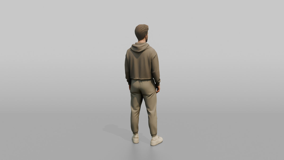 Fitness Influencer Man Standing With Arms Relaxed, Subtle Smile - 3D character model, view 3