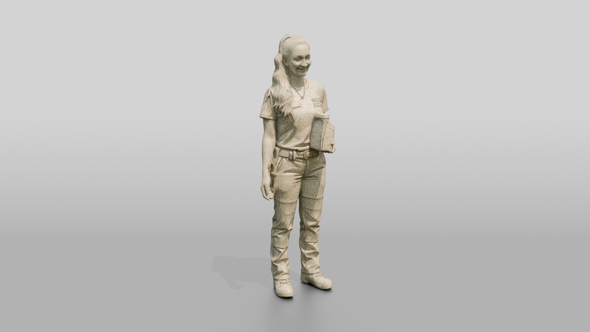 Mechanic Holding an Oil Bottle - wireframe topology preview