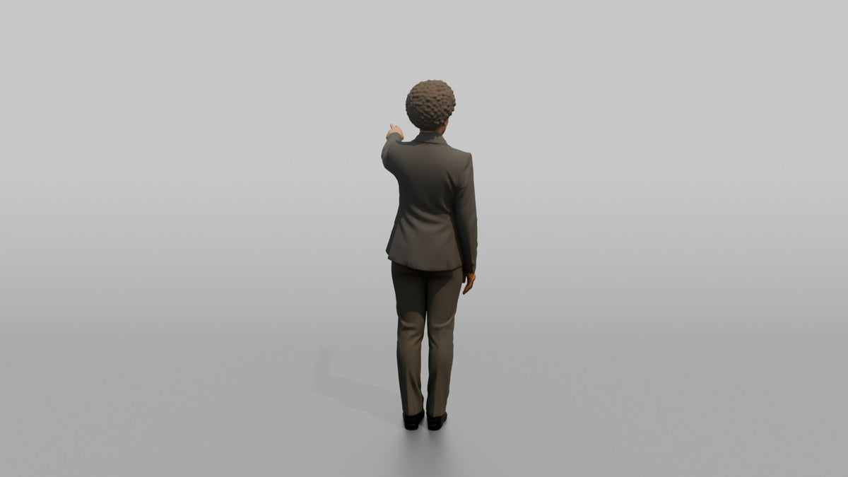 Receptionist Woman Pointing Toward An Elevator - 3D character model, view 3