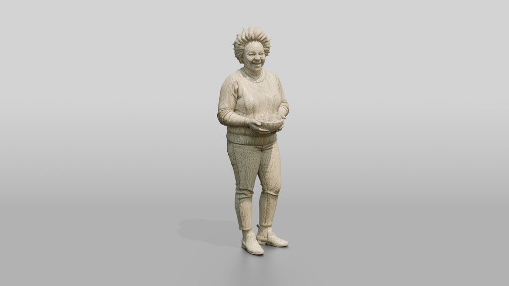 Homeless Woman Holding a Warm Bowl of Soup
