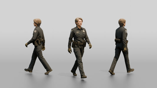 Female Police Officer Walking on Patrol