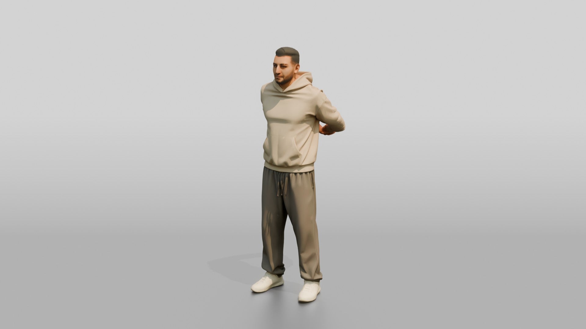 Man Stretching Chest with Shaker