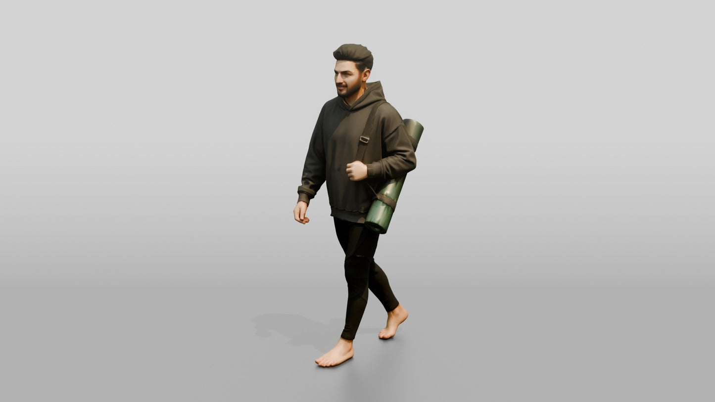 Walking Man with Yoga Mat