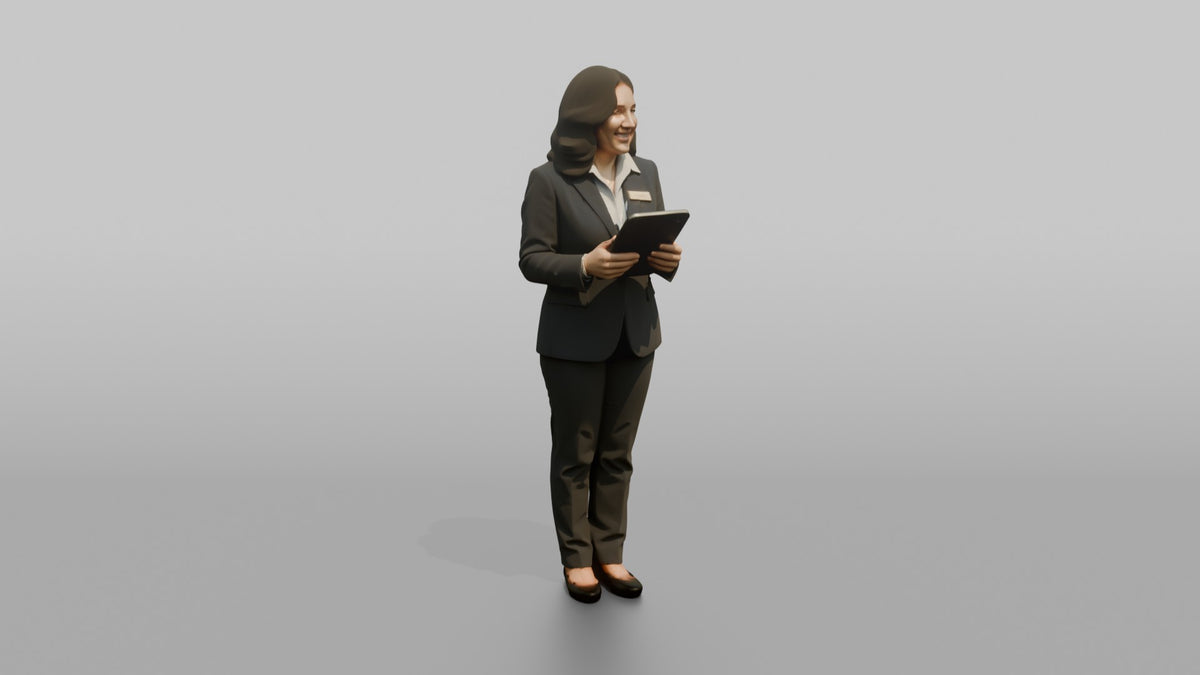 Receptionist Woman Holding A Tablet Device - 3D character model