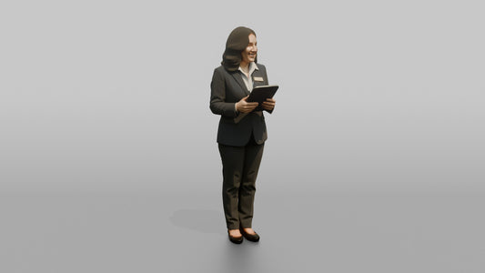 Receptionist Woman Holding A Tablet Device - 3D character model
