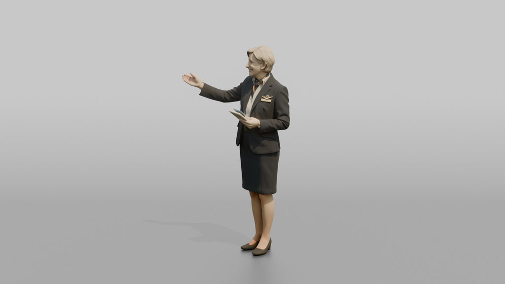 South Asian Flight Attendant Holding an Umbrella