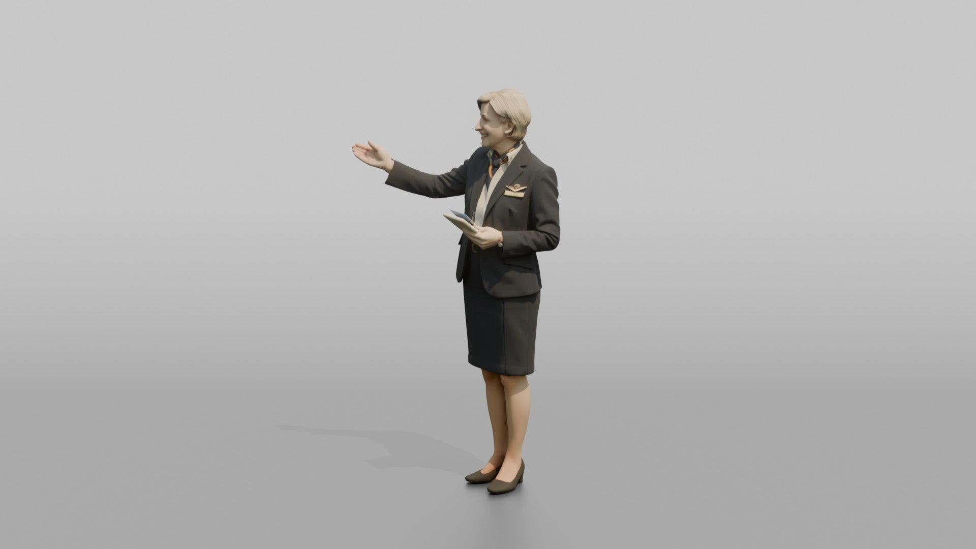 South Asian Flight Attendant Holding an Umbrella