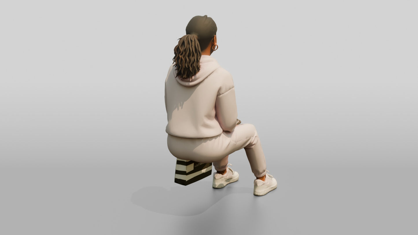 African-American Girl in Pastel Athleisure Set