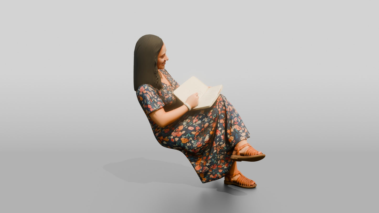 Plus-Size Portuguese Woman Sitting with a Notebook