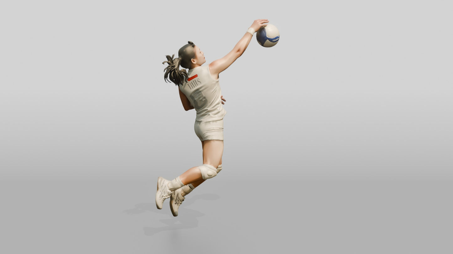 Southeast Asian Female Volleyball Player in All-white Uniform