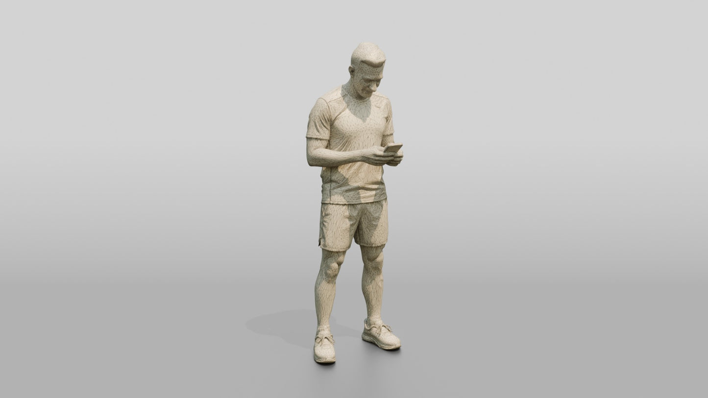 Middle-Aged Athletic Greek Man Checking His Phone