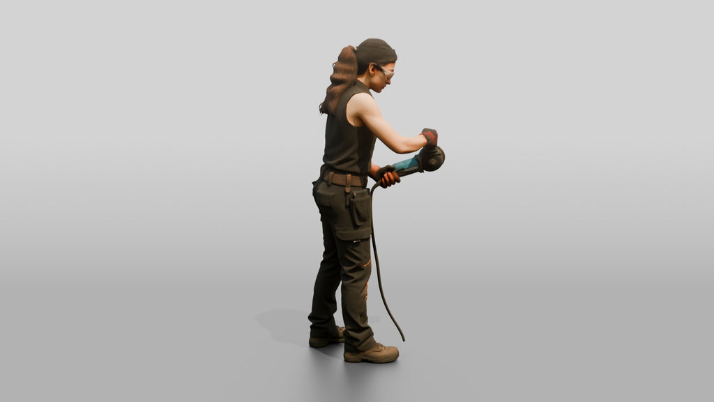 Mechanic Using an Angle Grinder