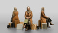 Hijab Woman in Camel Coat Sitting with Shopping Bags