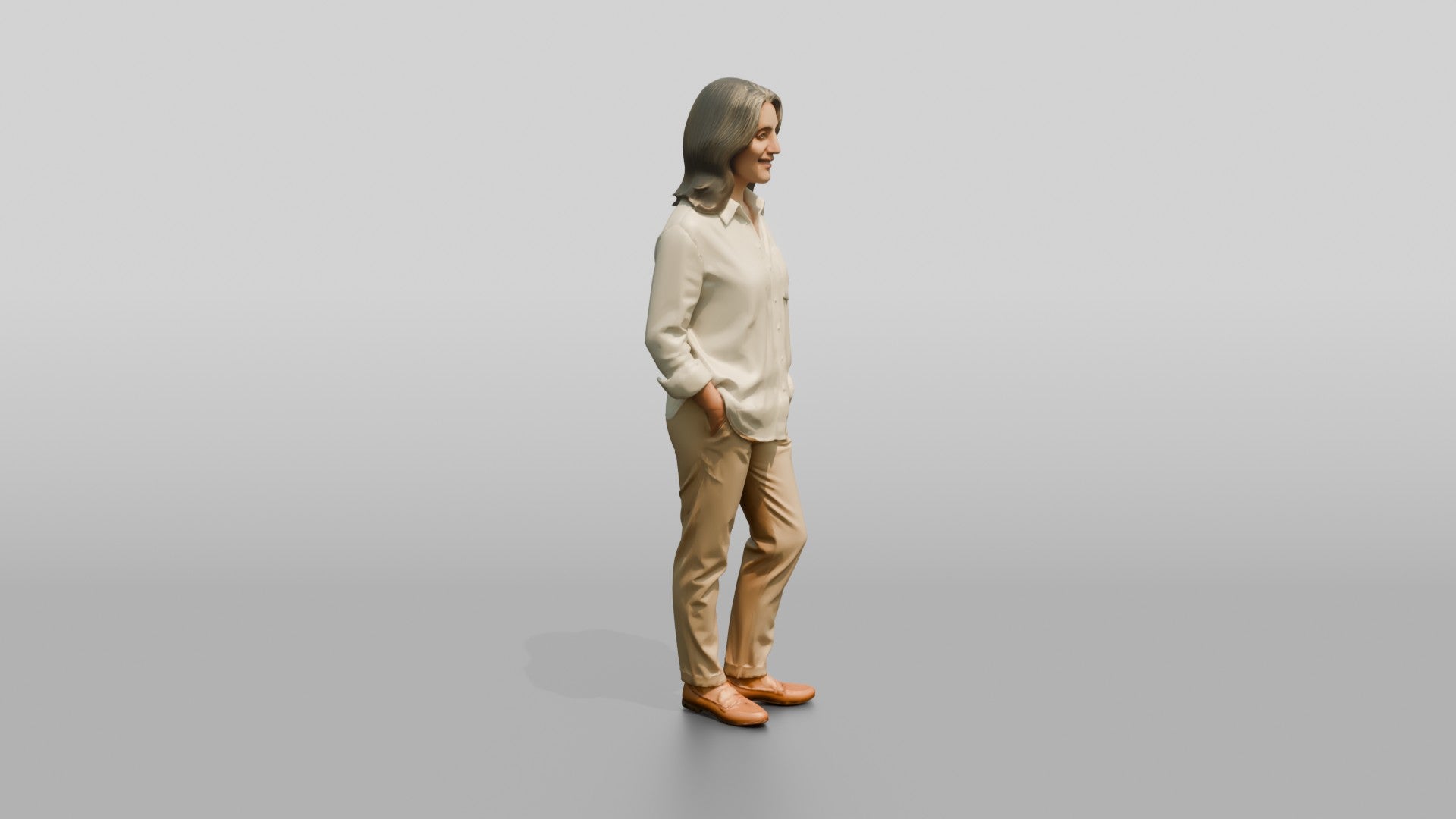 Woman Standing in White Linen