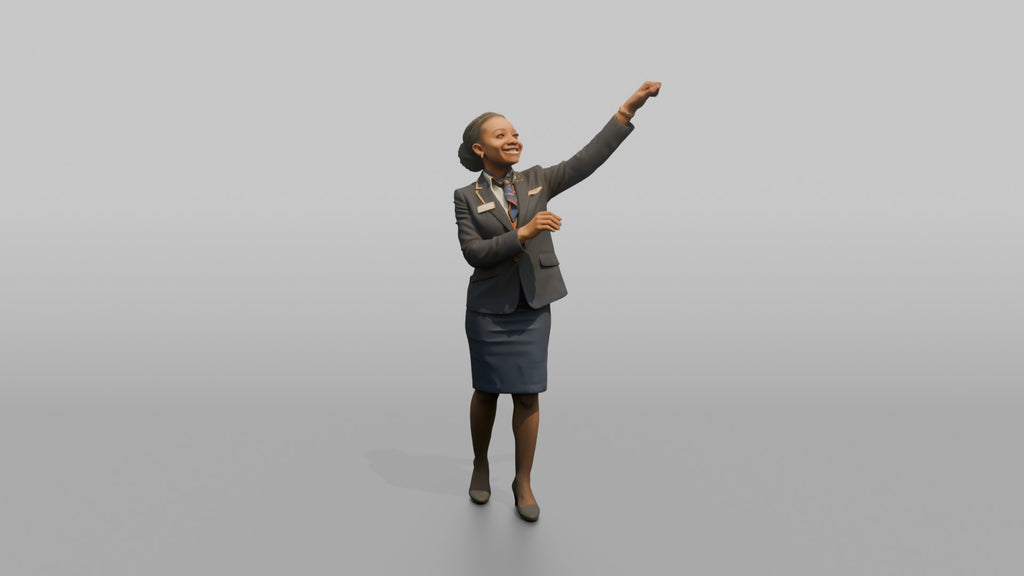 Middle Eastern Flight Attendant Pushing a Serving Trolley
