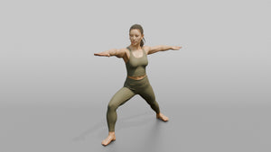 Fitness Influencer Woman Holding A Warrior-pose Stretch - 3D character model