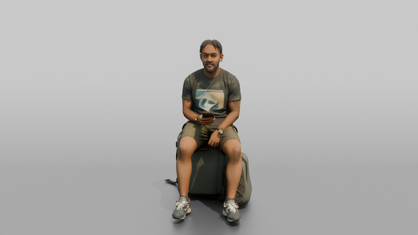 Vacationer Wearing Graphic T Shirt And Shorts