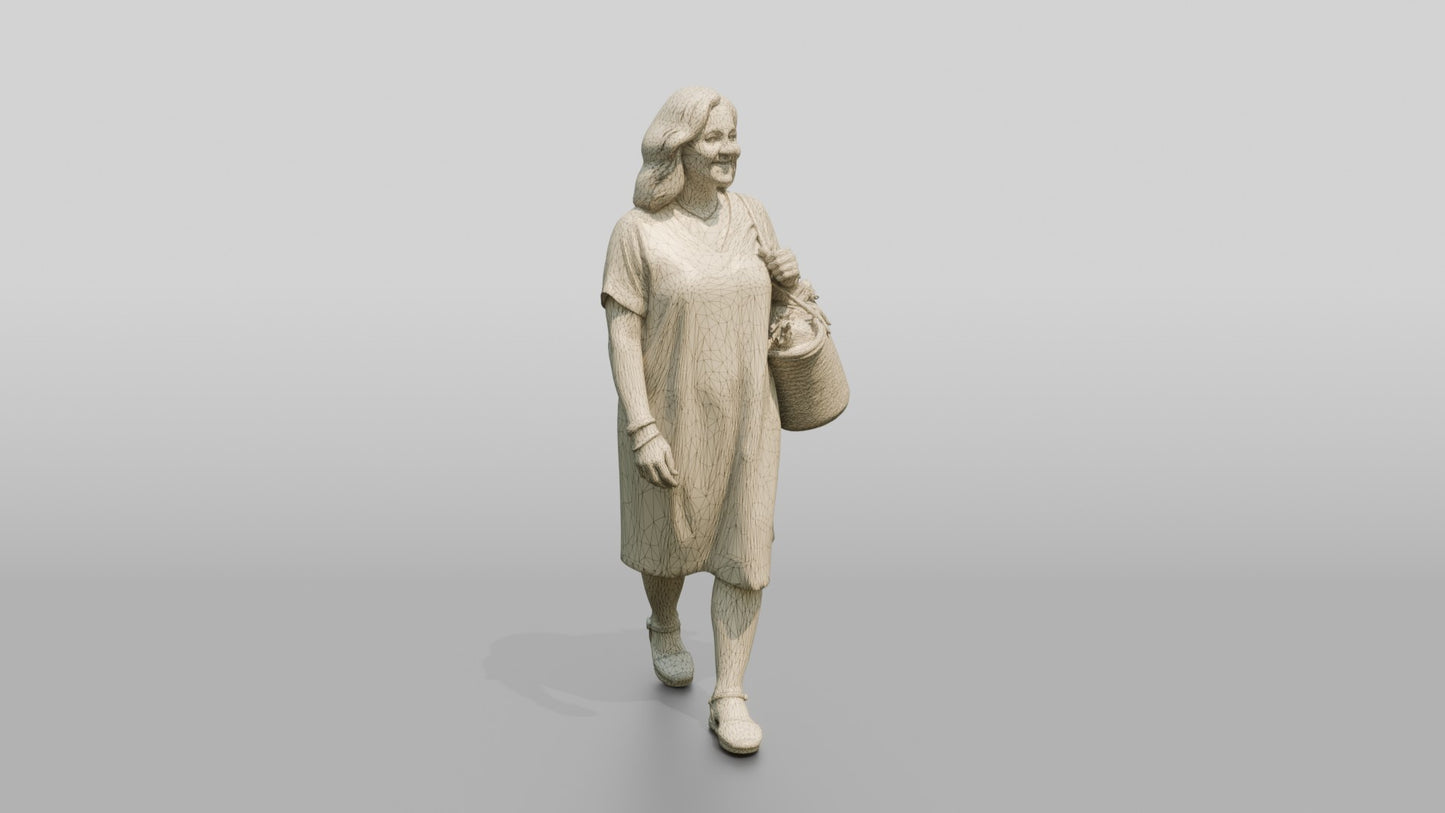 Middle-Aged Curvy Spanish Woman Carrying a Tote Bag
