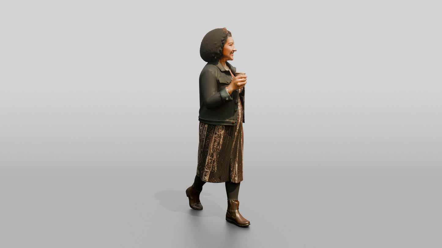 Woman Walking with Coffee Cup