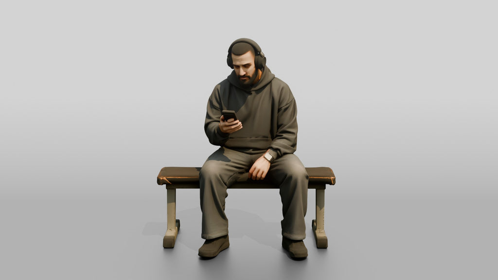 Man Sitting Upright on Weight Bench