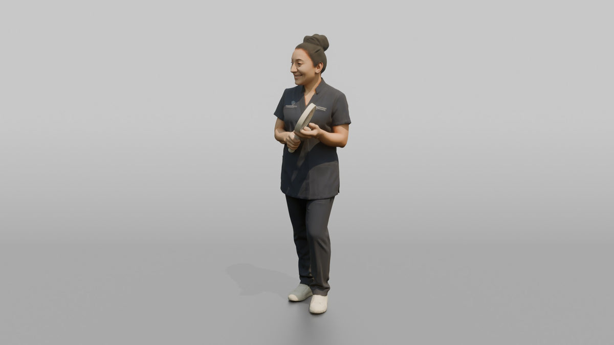 Esthetician Woman Holding A Magnifying Skincare Lamp - 3D character model, view 4