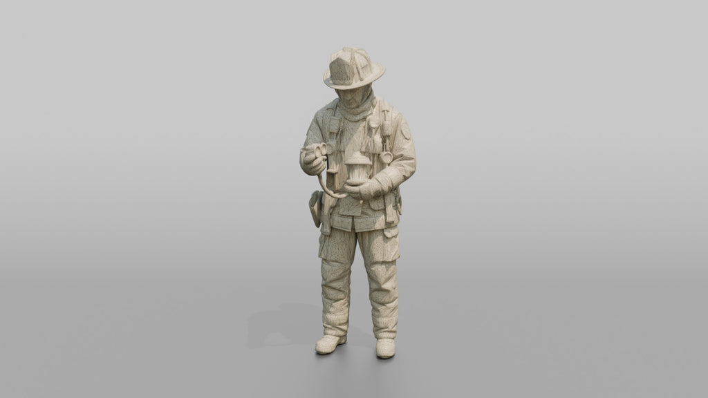 Firefighter Man Checking His Oxygen Gauge Pressures