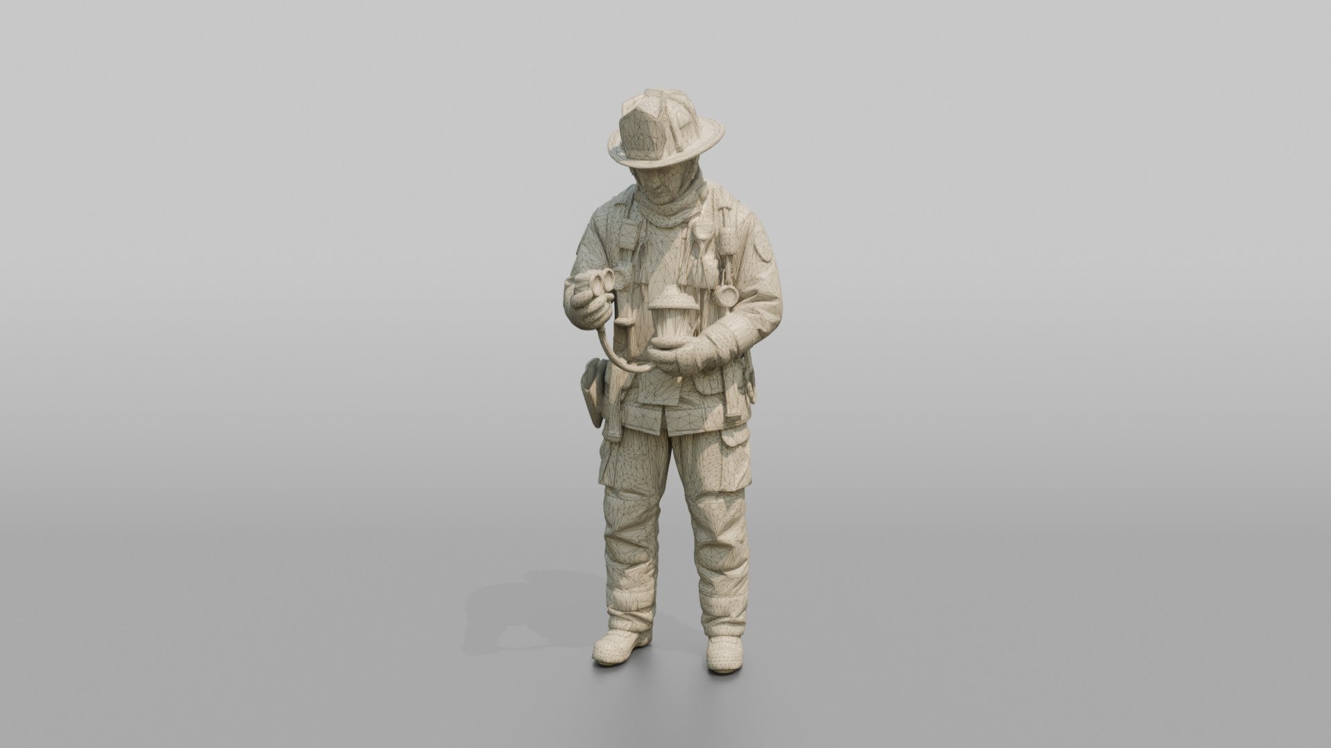 Firefighter Man Checking His Oxygen Gauge Pressures