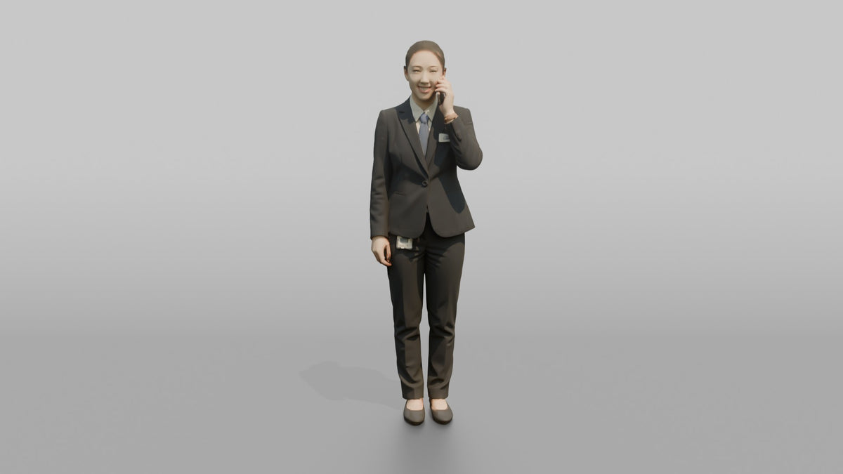 Receptionist Man Holding A Phone To Their Ear - 3D character model, view 5